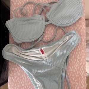 SOLID & STRIPED Light Blue Ribbed Bikini